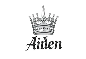 Kings crown above the name Aiden tattoo idea
