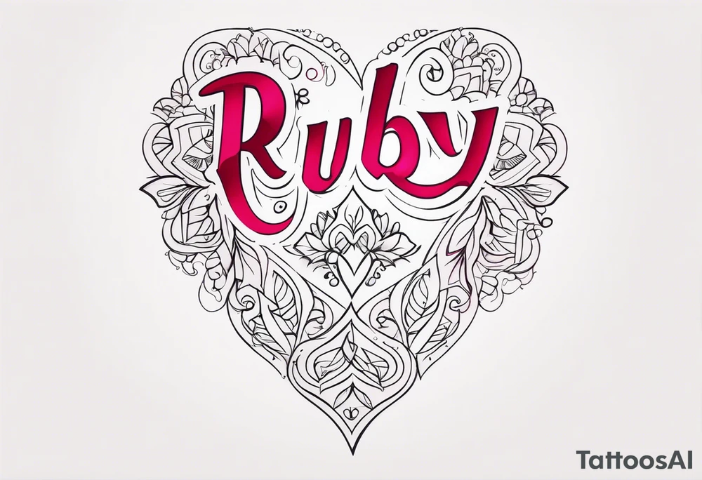 Generate a girly tattoo with the name of: Ruby tattoo idea