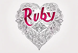Generate a girly tattoo with the name of: Ruby tattoo idea