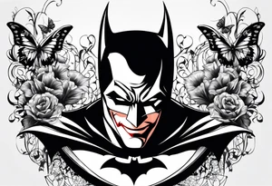 Batman and joker tattoo with butterflies simple tattoo idea
