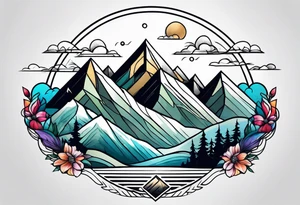 mountains with clouds tattoo idea
