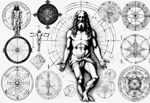 Leonardo da Vinci, Vitruvian man with emphasis on geometry tattoo idea