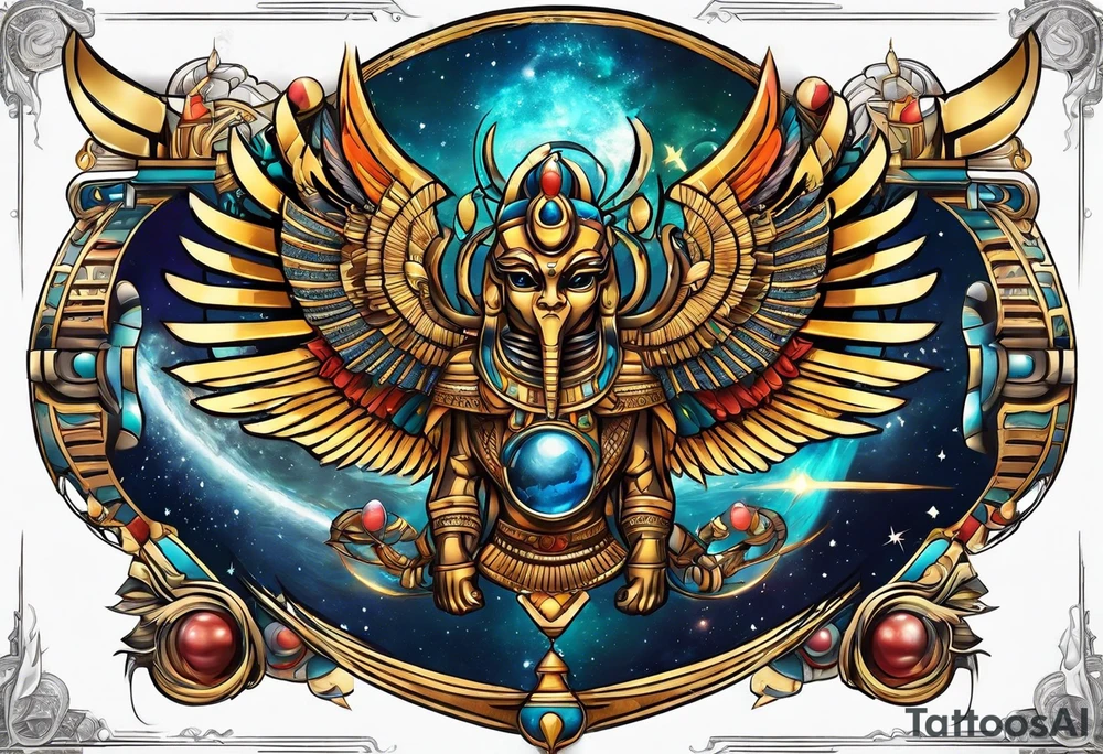 Egyptian gods in space tattoo idea