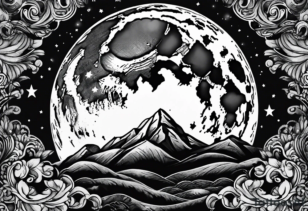 Full moon in sky tattoo idea