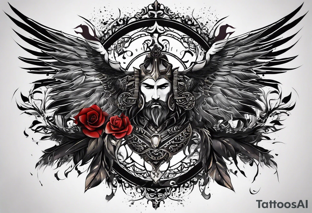 The tattoo is spiritually driven, using the Latin quote "Vincit qui see Vincit," which translates to "He who conquers himself conquers the world." Create this tattoo using the ideas of the warrior spirit, discipline, and growth in all aspects of life tattoo idea