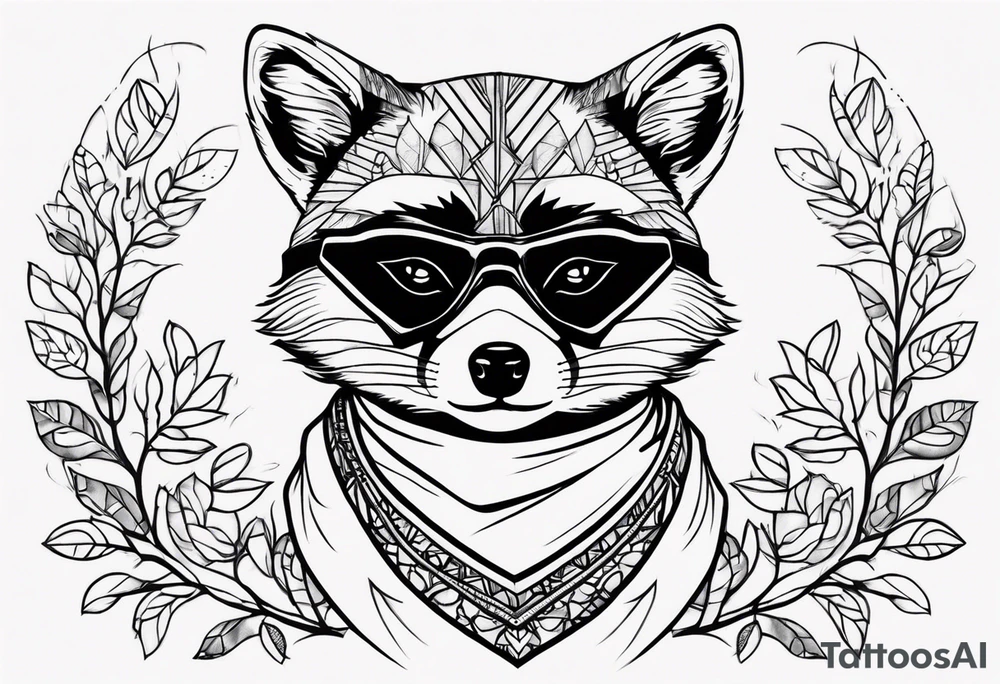Cute raccoon with a mask tattoo idea