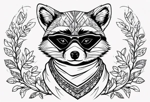 Cute raccoon with a mask tattoo idea