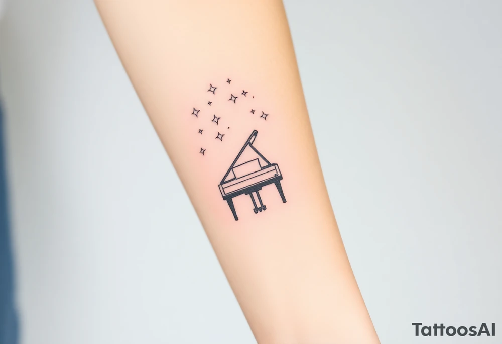 grand piano under stars tattoo idea