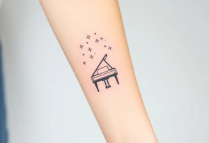 grand piano under stars tattoo idea