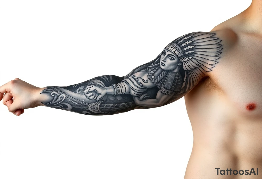 Egyptian gods sleeve tattoo idea