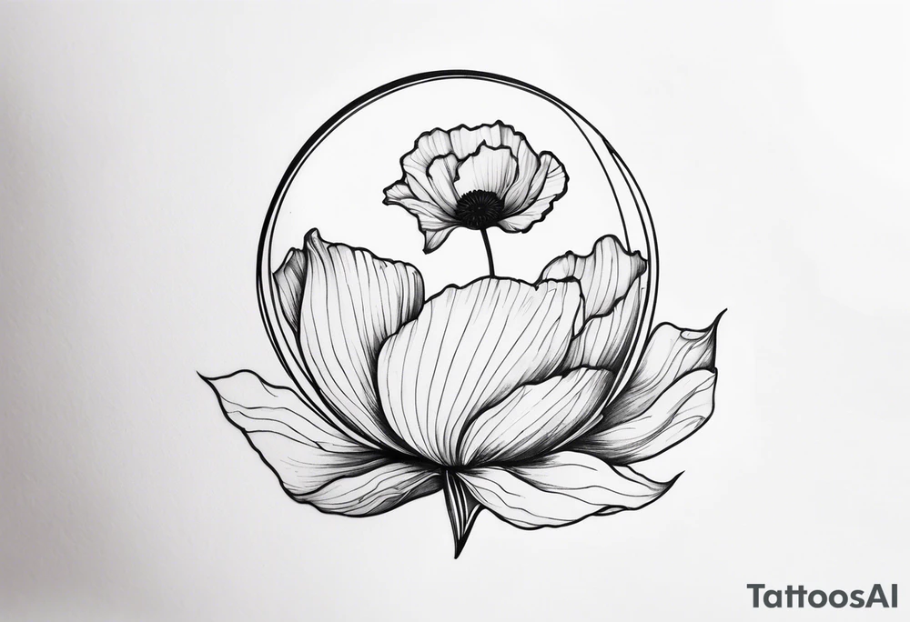 GLOBE INSIDE POPPY FLOWER BUD tattoo idea