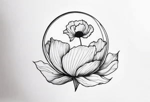 GLOBE INSIDE POPPY FLOWER BUD tattoo idea