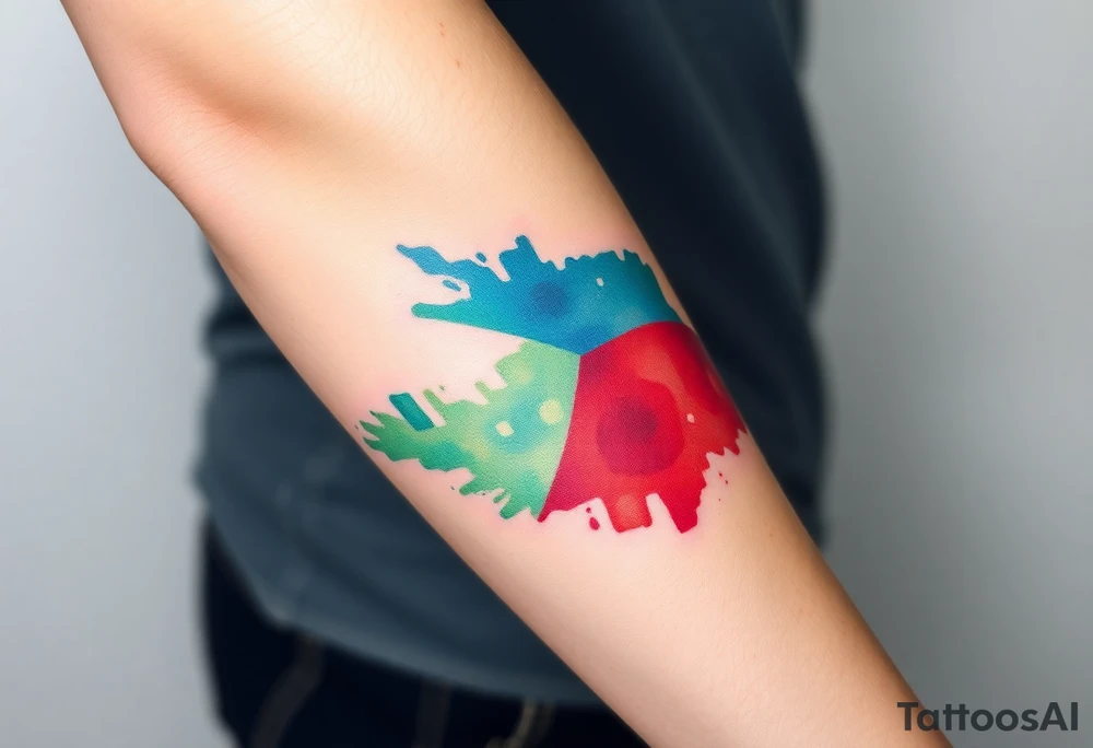 A Czech flag in a watercolor splash effect, creating a soft and artistic aesthetic tattoo idea