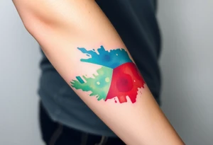 A Czech flag in a watercolor splash effect, creating a soft and artistic aesthetic tattoo idea
