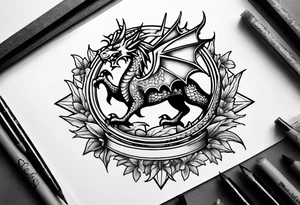 Welsh dragon holding a texas star tattoo idea
