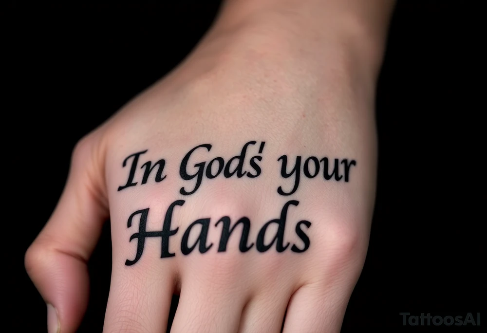 "In God's Hands" with pop out background tattoo idea