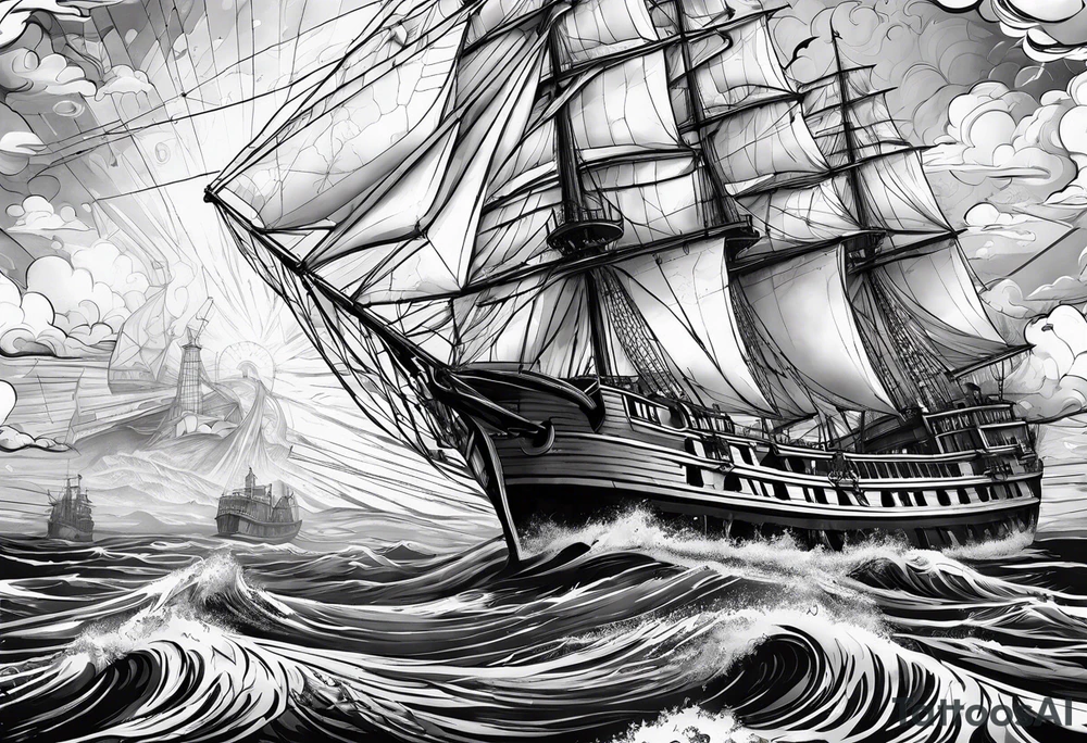 nautical map for an arm sleeve tattoo idea