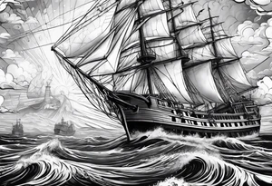 nautical map for an arm sleeve tattoo idea