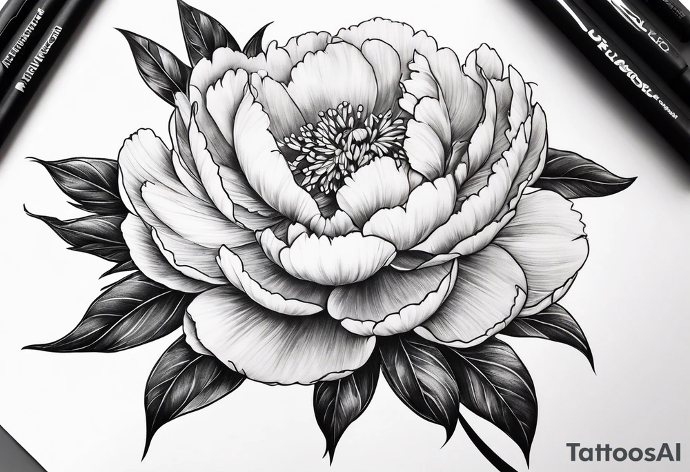 red peony tattoo idea