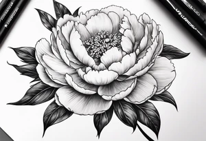 red peony tattoo idea