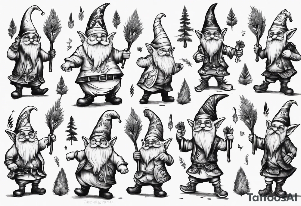 gnomes dancing in the forrest tattoo idea