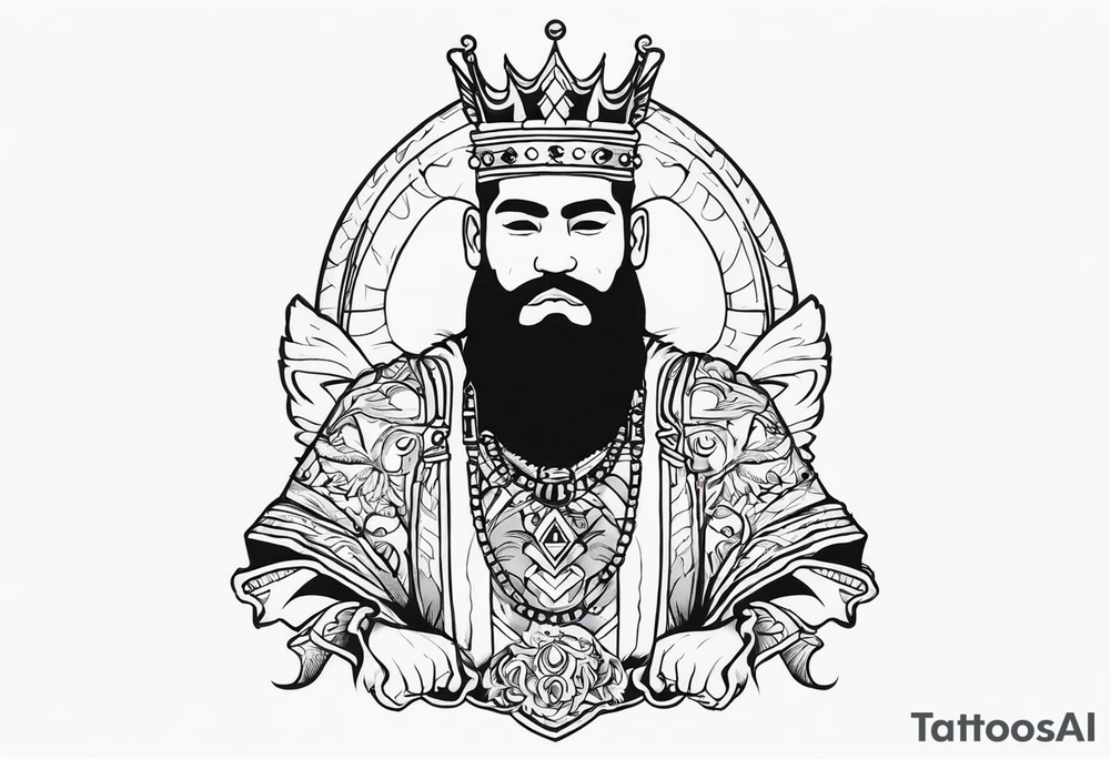 King Saez across the back tattoo idea