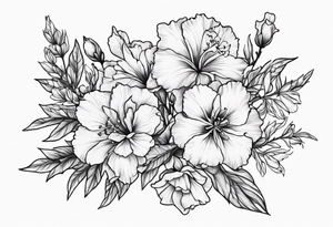 Larkspur flowers and carnation flowers tattoo idea