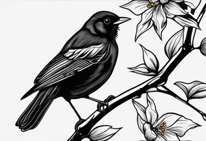 A simple black only blackbird with no extraneous details. Use the Beatles song blackbird as inspiration. tattoo idea