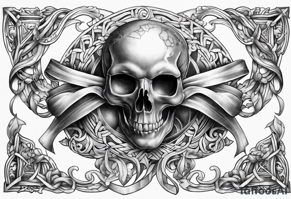 Cancer ribbon chest tattoo tattoo idea