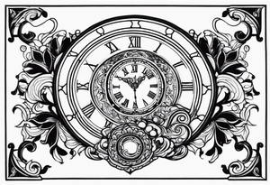 Janus, timeless clock, Aquarius arm sleeve tattoo idea