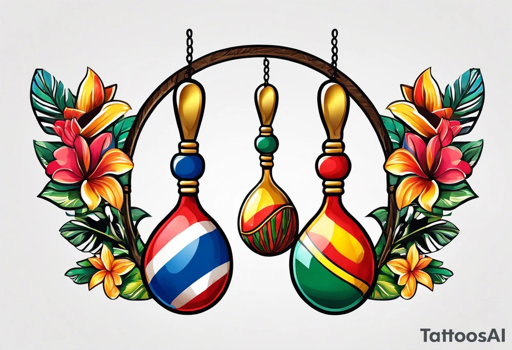 2 colorfull swinging maracas with cuban star tattoo idea