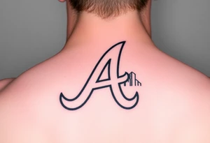 Atlanta Braves letter logo “A” with 3D skyline incorporated in the letter tattoo idea