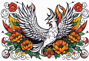 phoenix rising

old school vintage simple traditional design surrounded by vintage flowers


bold color simple tattoo idea