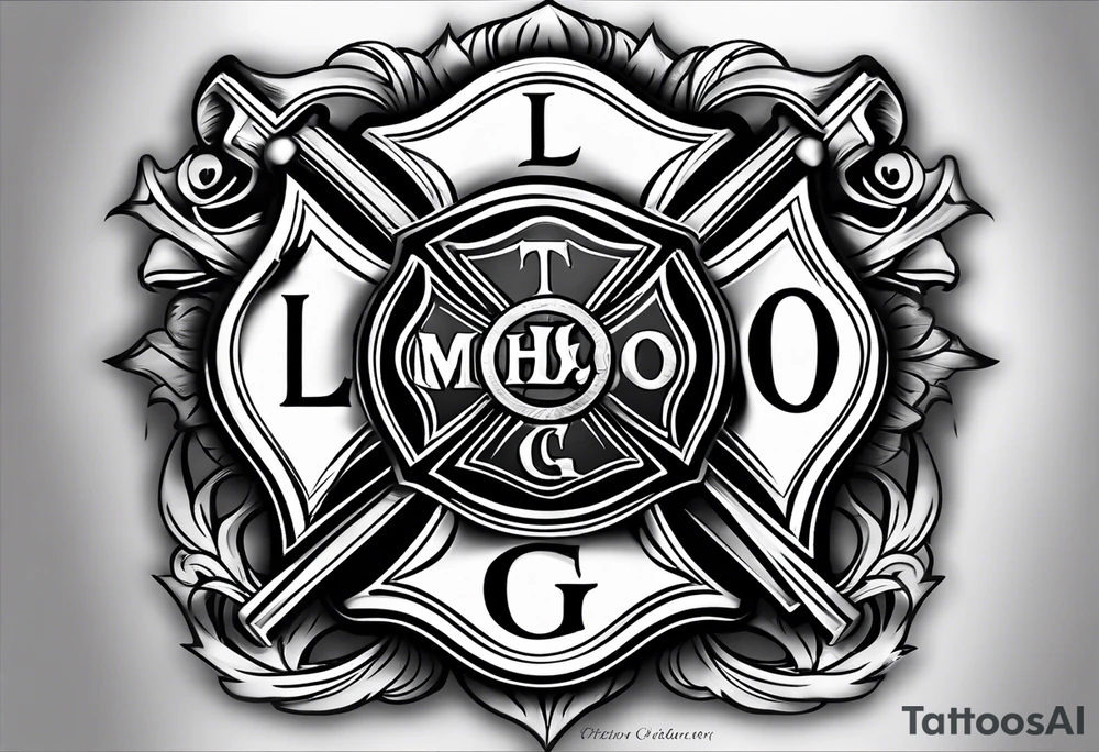 A firefighter Maltese cross with my children's initials in the top and bottom.  L.D.O on top and I.G.O ON THE BOTTOM tattoo idea