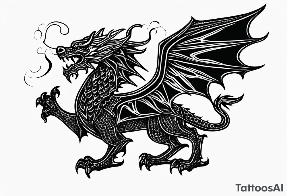 Standing Welsh dragon tattoo idea