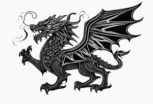 Standing Welsh dragon tattoo idea