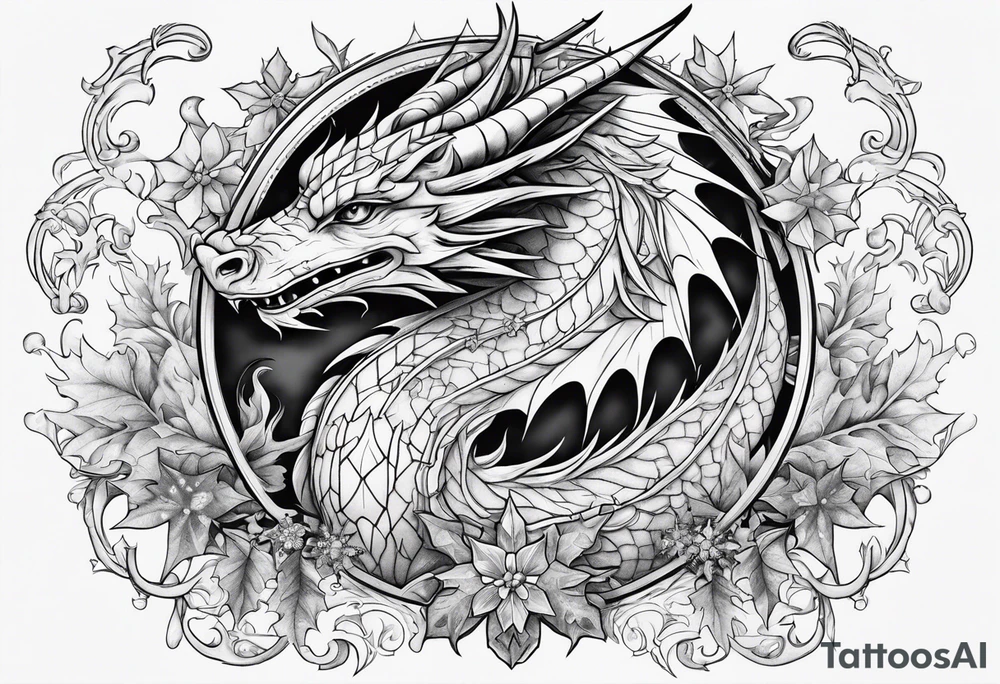 dragon cute , celestial, cross, snowflake tattoo idea