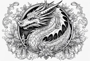 dragon cute , celestial, cross, snowflake tattoo idea