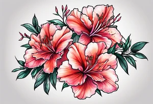 2 azalea flowers with branch tattoo idea