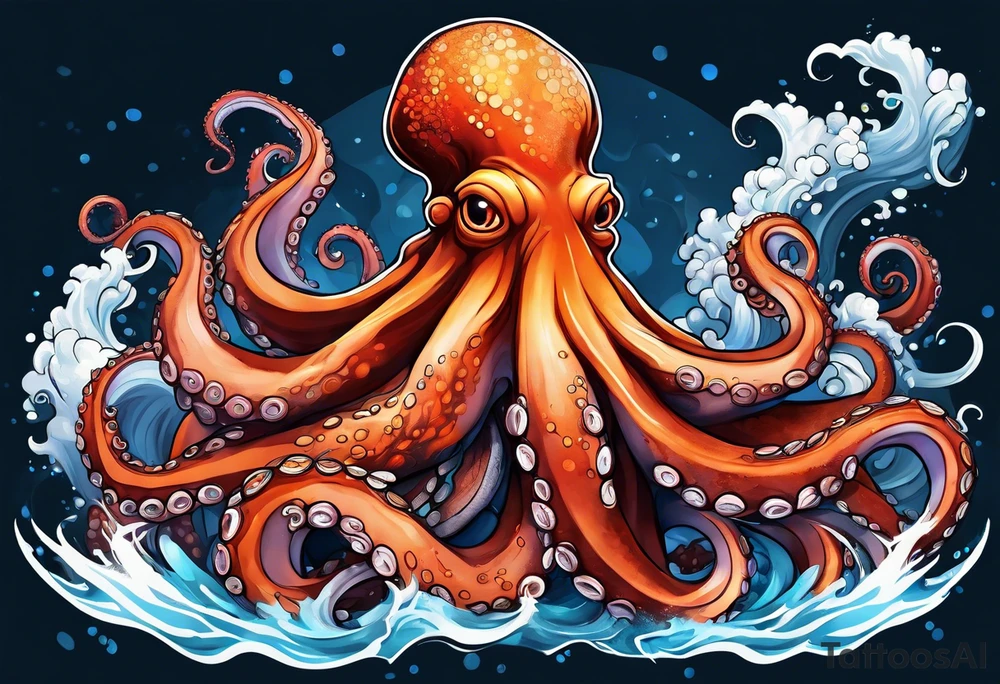 Octopus, volcano eruption tattoo idea