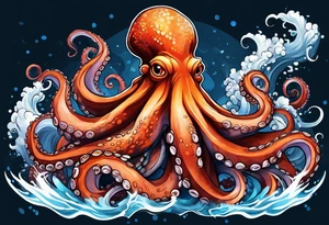 Octopus, volcano eruption tattoo idea