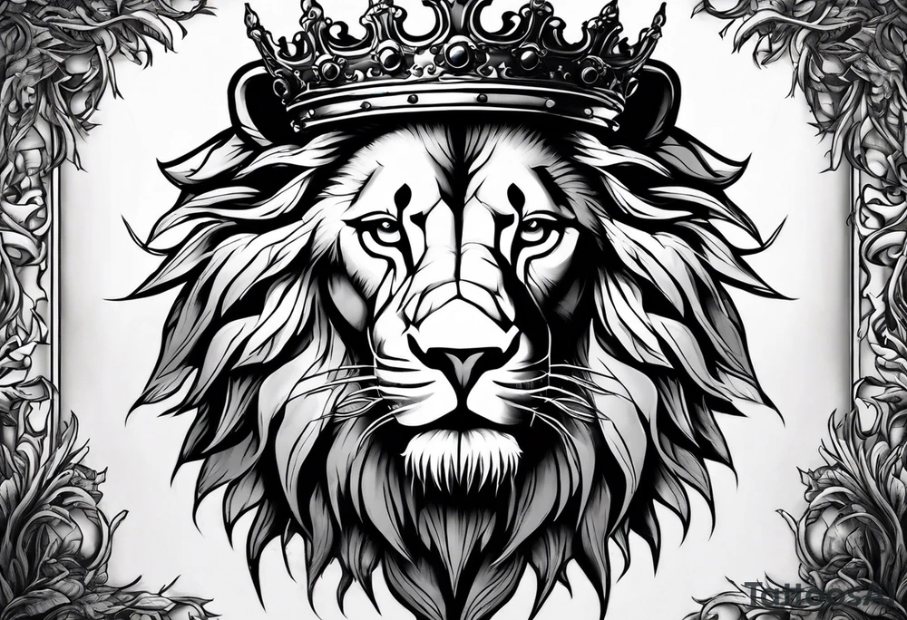 Lion and lamb with crown of thorns tattoo idea