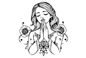 Chicano style Woman praying tattoo idea