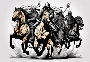 4 horseman of the apocalypse - Death, Famine, War, and Conquest from the bible tattoo idea
