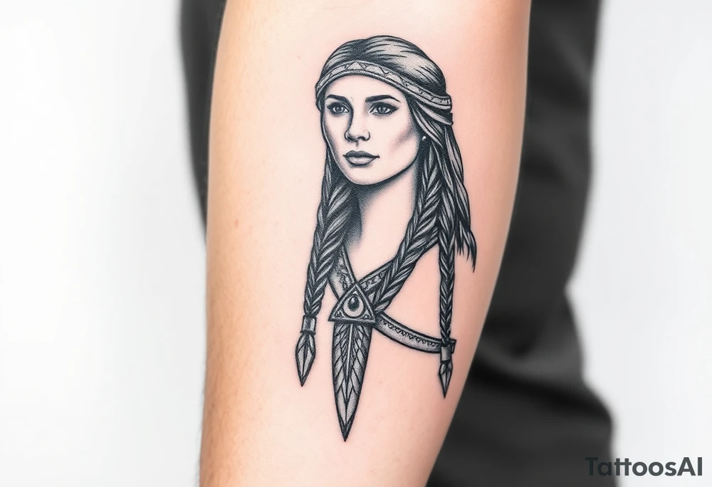 Realistic Pocahontas tattoo idea