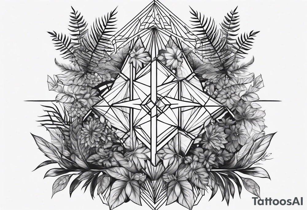 geometric dense vegetation tattoo idea