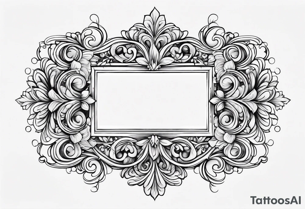 jacobean swirl frame vignette tattoo idea