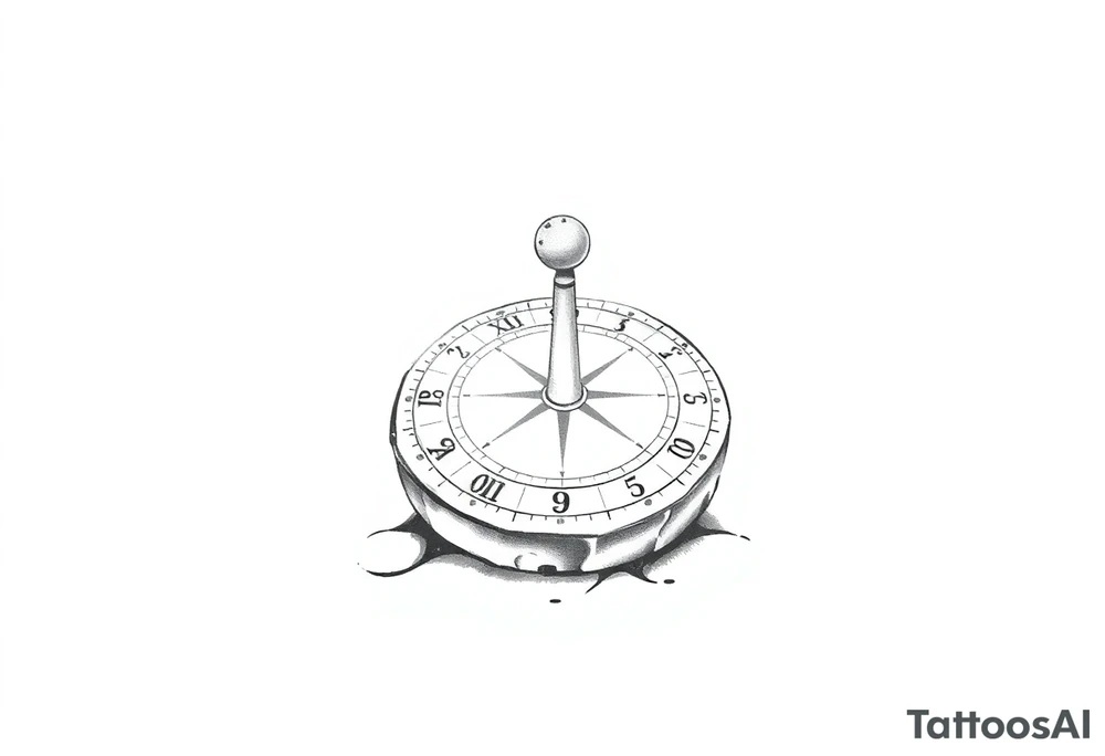 Stone sundial on the ground tattoo idea