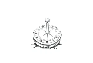 Stone sundial on the ground tattoo idea
