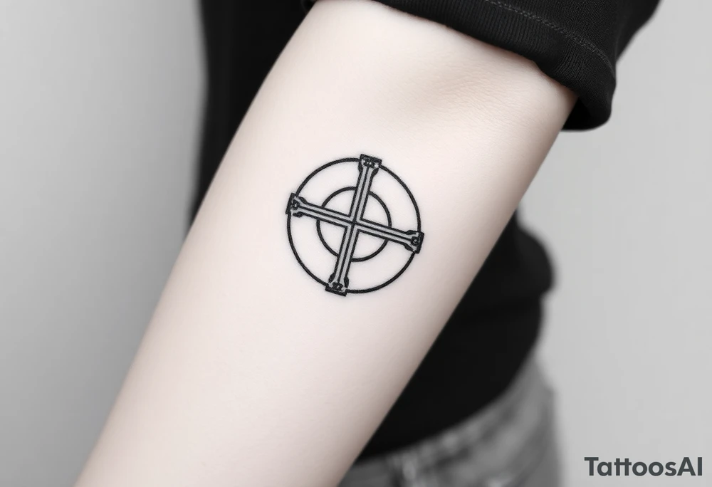 Cross a omaha 
In the back round tattoo idea